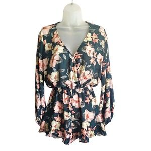 Show Me Your‎ Mumu Green Tropical Floral Rocky Romper Sz EXSM Coquette Feminine